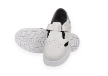 CYMRIC - Microfiber upper basic cleanroom occupational footwear White washable microfiber upper Slip-on shoe design Moisture-wicking mesh lining Steel toe cap Double Density PU sole with TPU patch & PU/Rubber Occupational, Breathable, Washable and Anti-allergic